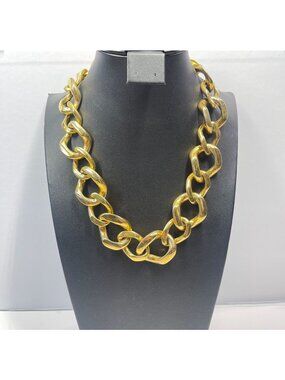 Vintage Chunky Gold-Tone Chain Link Necklace With Toggle Clasp 18 Inches Long